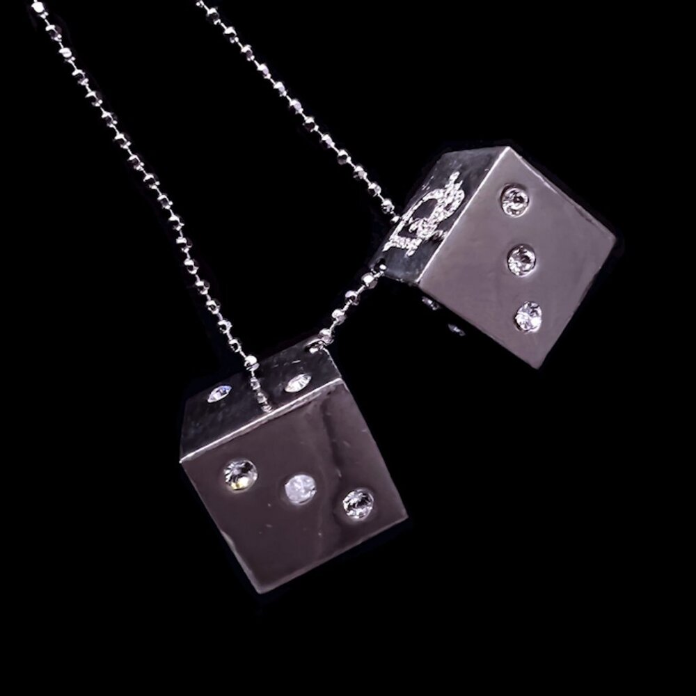 Vintage Christian DIOR Silver Tone Crystal 7” Dice Charm Bracelet Fall 2004 - Picture 7 of 9